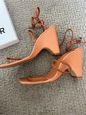 Jaggar the label leather wedge heel sandals